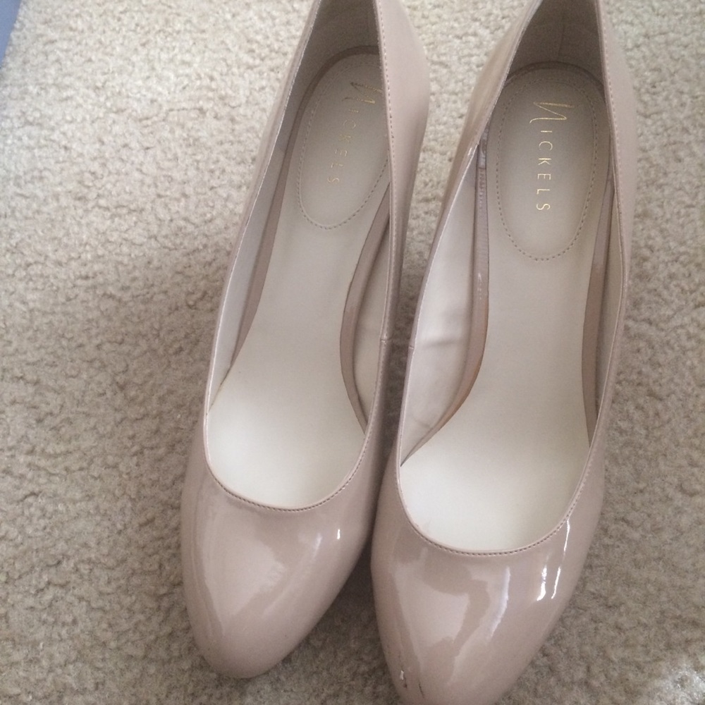 Tan patent heels
